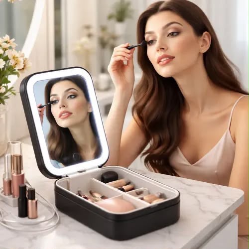 Beauty case| Miroir LED & Organisateur de Maquillage ( PM)