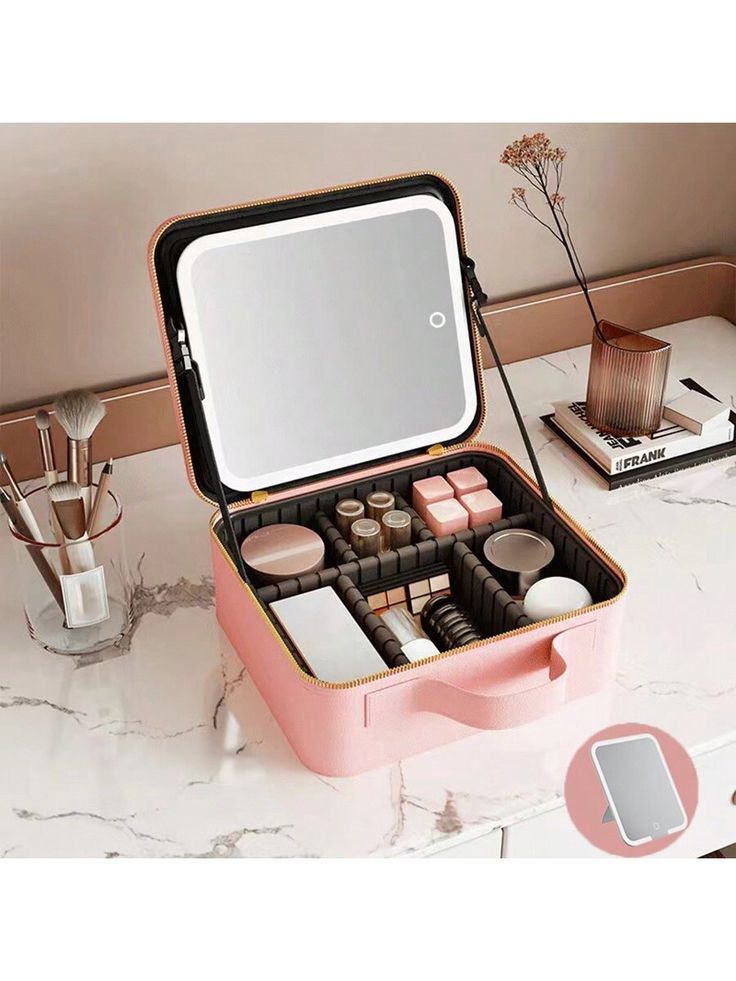 Trousse à maquillage avec miroir LED