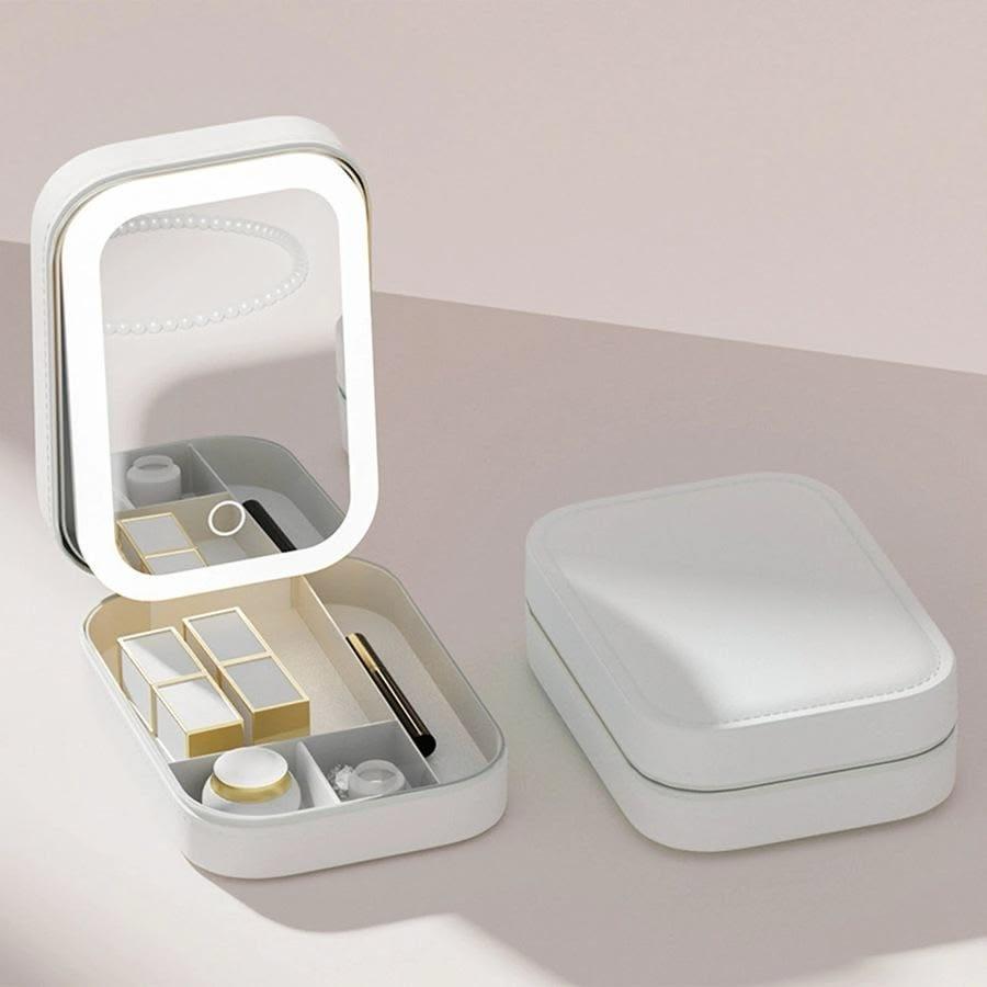 Mini trousse à maquillage avec miroir LED