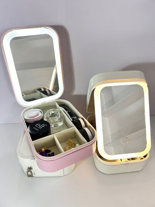 Mini trousse à maquillage avec miroir LED