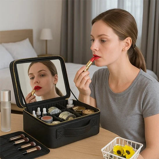 Trousse à maquillage avec miroir LED